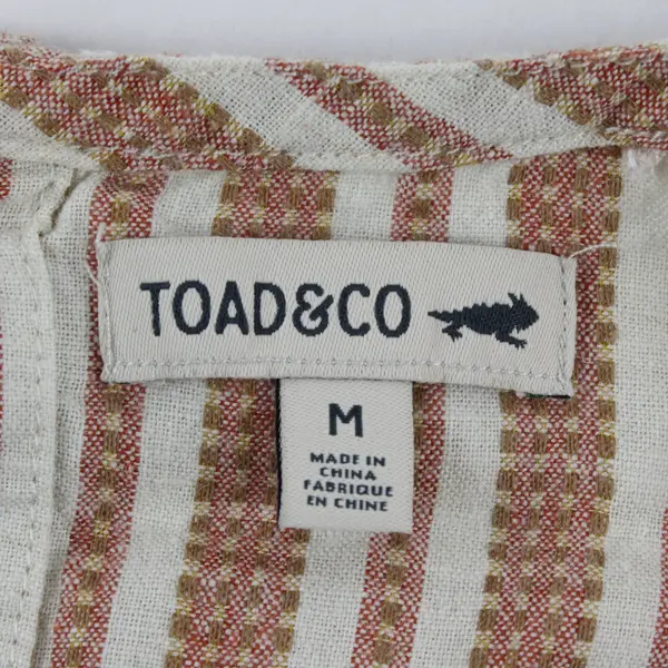 Toad & Co Cropped Sleeveless White Pink Orange Striped Top Size Medium