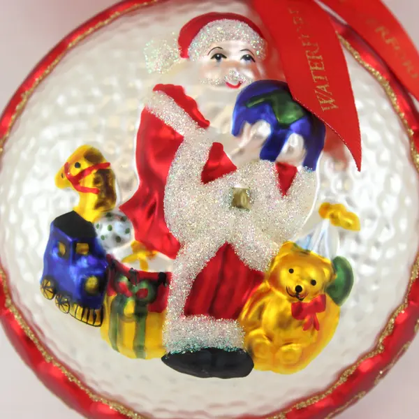VTG Waterford Holiday Heirlooms Ornament Depicting Santa Holding Globe 2003 4.5"