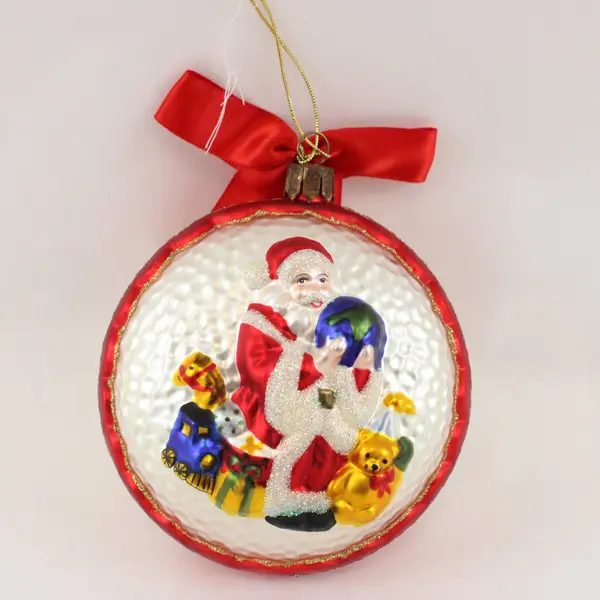 VTG Waterford Holiday Heirlooms Ornament Depicting Santa Holding Globe 2003 4.5"