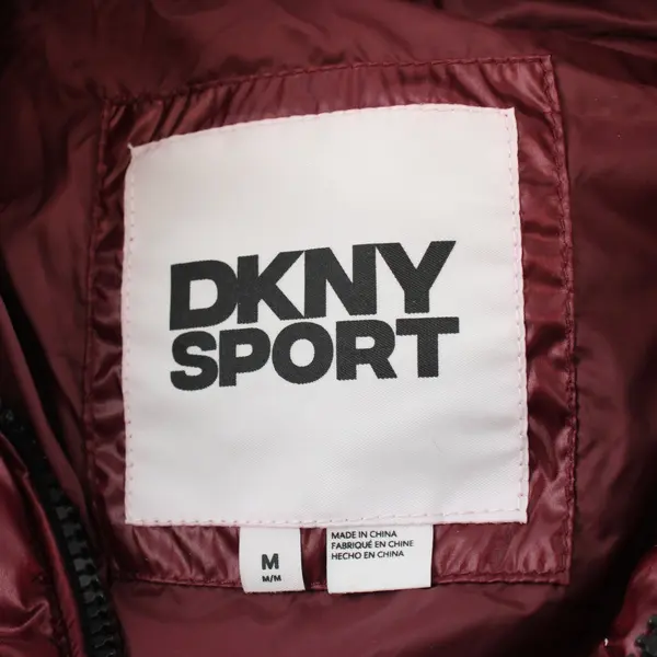 DKNY Sport Women's M Burgundy Hooded Quilted Puffer Vest