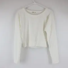SOZY Women’s Cream White Long Sleeve Crop Top Shirt Ribbed Size Large