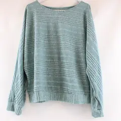 Women's XL Light Blue Green Textured Long Sleeve Sweater