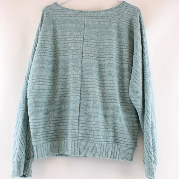 Women's XL Light Blue Green Textured Long Sleeve Sweater
