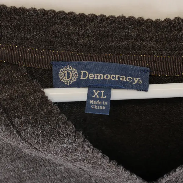 Democracy Women's XL Dark Brown Openwork Sleeve Sweater