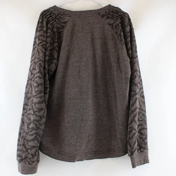 Democracy Women's XL Dark Brown Openwork Sleeve Sweater