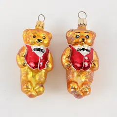 Lot of 2 VTG 1994 Christopher Radko Blown Glass Ornament Tiny Ted Bear 3.5" Each