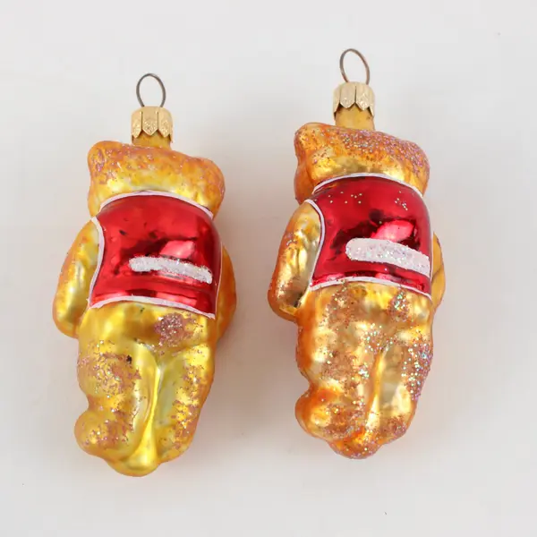 Lot of 2 VTG 1994 Christopher Radko Blown Glass Ornament Tiny Ted Bear 3.5" Each