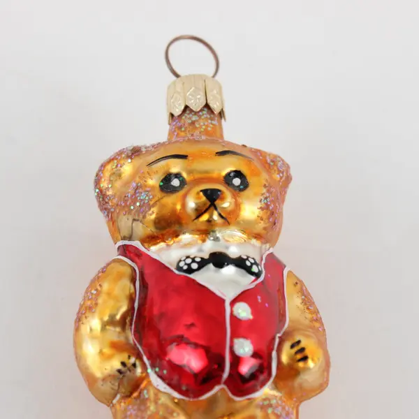 Lot of 2 VTG 1994 Christopher Radko Blown Glass Ornament Tiny Ted Bear 3.5" Each