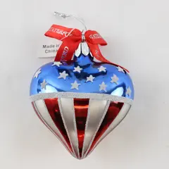 Waterford Holiday Heirlooms Stars & Stripes Heart Ornament 2003 3in Box Damaged