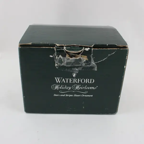 Waterford Holiday Heirlooms Stars & Stripes Heart Ornament 2003 3in Box Damaged
