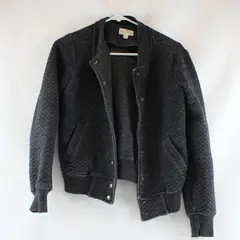 Marine Layer Women's XS Dark Gray Diamond Quilted Snap Button Jacket