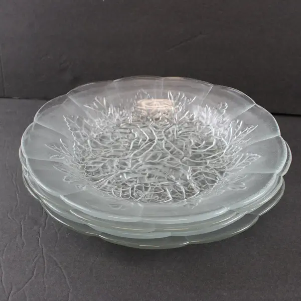 Set of 4 Vintage Pasari Crystal Livia Rose Coupe Soup Bowls 9"
