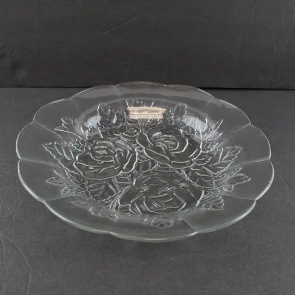 Set of 4 Vintage Pasari Crystal Livia Rose Coupe Soup Bowls 9"