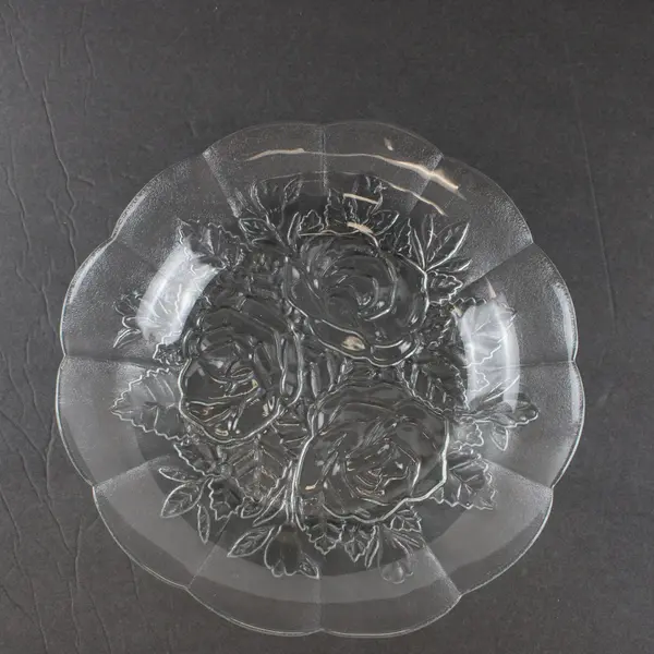 Set of 4 Vintage Pasari Crystal Livia Rose Coupe Soup Bowls 9"