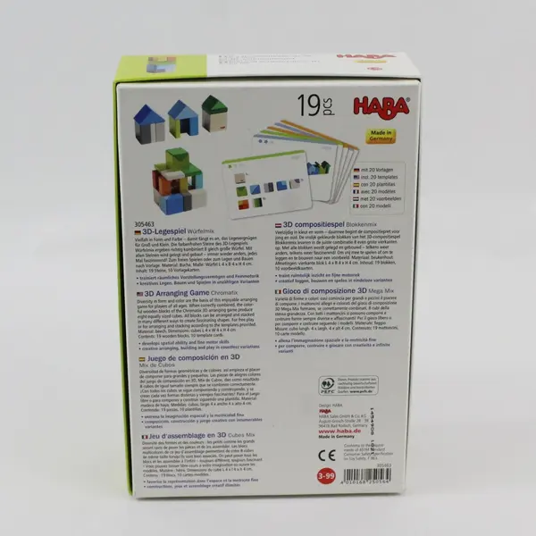HABA 19-Piece 3D Wooden Stacking Block Game Made in Germany