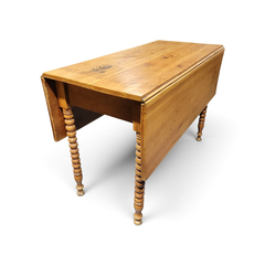 Vintage Solid Wood Drop Leaf Table Turned Spindle Legs - Local Pickup Only