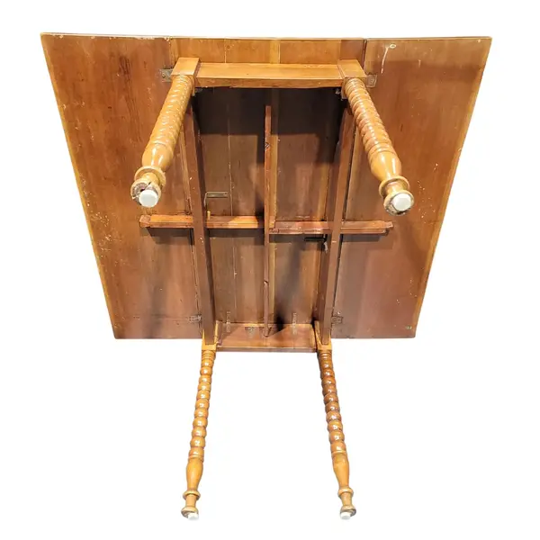Vintage Solid Wood Drop Leaf Table Turned Spindle Legs - Local Pickup Only