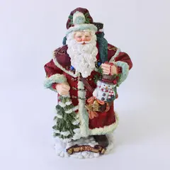Galleria Lucchese Roman Inc Santa Resin Figurine 1996 with Bag & Tree