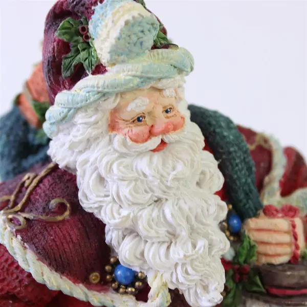 Galleria Lucchese Roman Inc Santa Resin Figurine 1996 with Bag & Tree