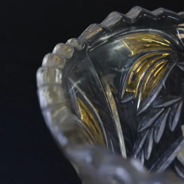 Vintage Anna Hutte Bleikristall Lead Crystal Vase Gold Leaf Design