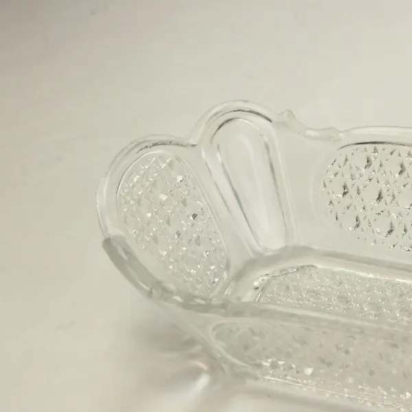 Vintage Clear Pressed Glass Relish Dish 8in