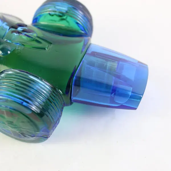 Avon Sure Winner Bracing Lotion Blue Green Glass Race Car Bottle 5.5 Fl Oz
