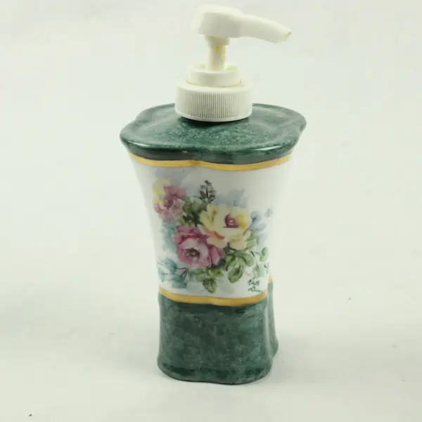 Ruth Dunn Hand Painted Soap Dispenser & Brush Holder 2-Piece Set