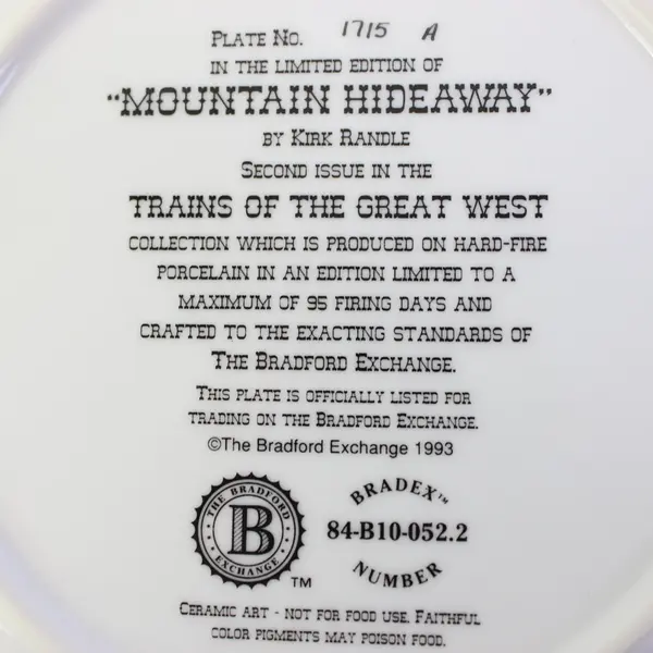 Mountain Hideaway Trains of the Great West Kirk Randle Collector Plate