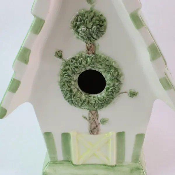 Mud Pie Ceramic Bird House 1999 Rare Light Green Topiary Style
