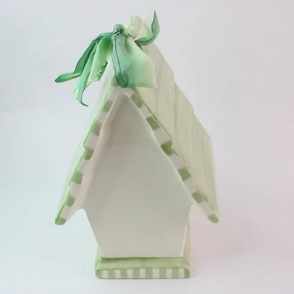 Mud Pie Ceramic Bird House 1999 Rare Light Green Topiary Style