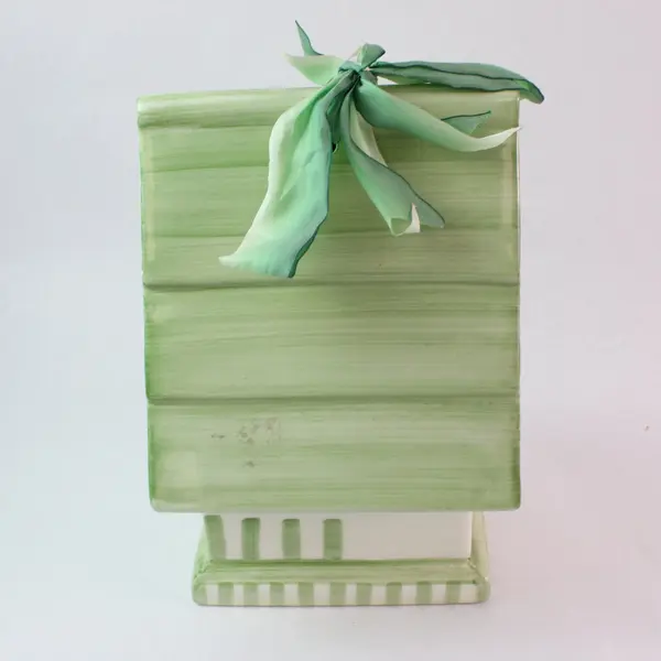 Mud Pie Ceramic Bird House 1999 Rare Light Green Topiary Style