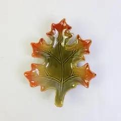 Ceramic Leaf Shaped Dish Decorative Collectible Catchall 7in