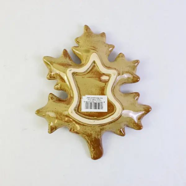 Ceramic Leaf Shaped Dish Decorative Collectible Catchall 7in
