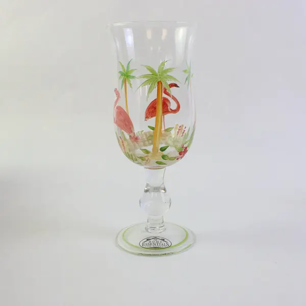 Home Essentials Flamingo Hand-Painted Cocktail Glass 8in