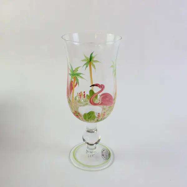 Home Essentials Flamingo Hand-Painted Cocktail Glass 8in