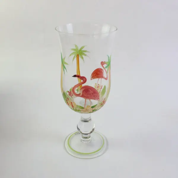 Home Essentials Flamingo Hand-Painted Cocktail Glass 8in