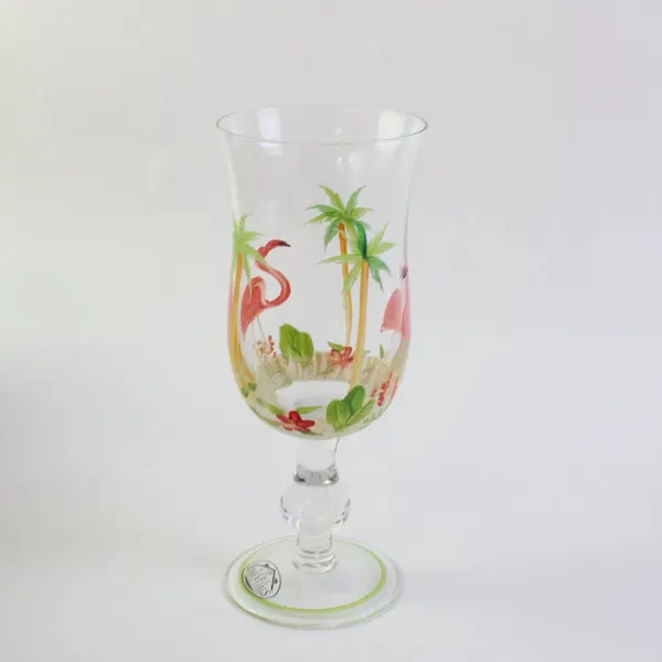 Home Essentials Flamingo Hand-Painted Cocktail Glass 8in