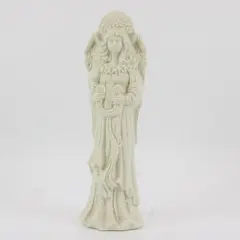 Vintage White Bisque Angel Figurine Holding Harp 11-3/4in Tall