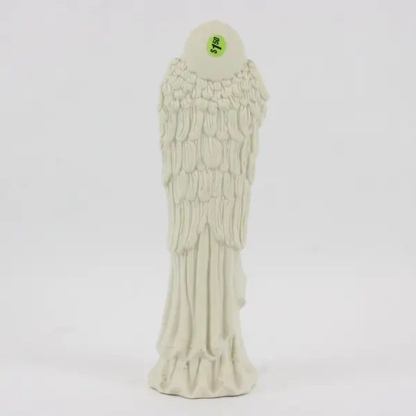 Vintage White Bisque Angel Figurine Holding Harp 11-3/4in Tall