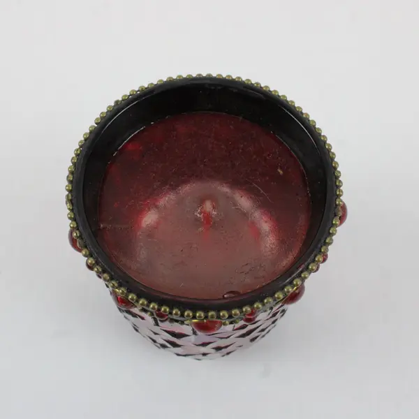 Red Mosaic Decorative Candle Textured Colorful Pre-Owned
