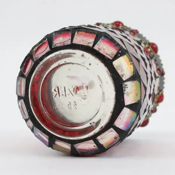 Red Mosaic Decorative Candle Textured Colorful Pre-Owned