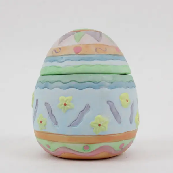 Vintage Hand Painted Ceramic Easter Egg Candle Set of 6 Pastel Collectible