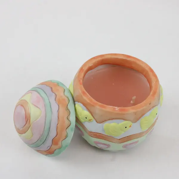 Vintage Hand Painted Ceramic Easter Egg Candle Set of 6 Pastel Collectible