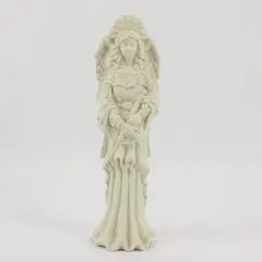 White Ceramic Angel Figurine Holding Lute Decorative Collectible