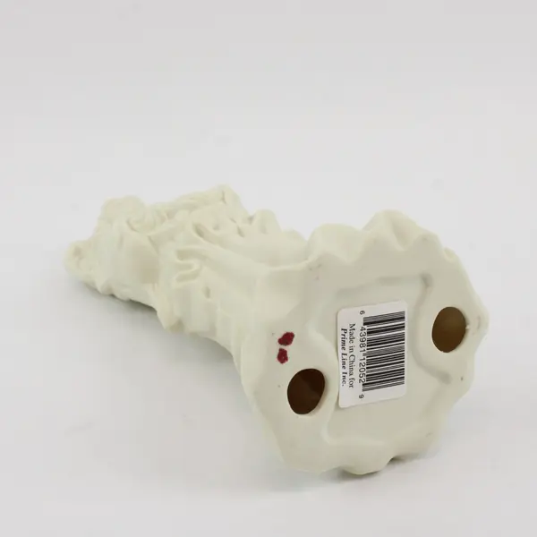 White Ceramic Angel Figurine Holding Lute Decorative Collectible
