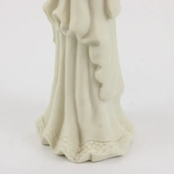 White Ceramic Angel Figurine Holding Lute Decorative Collectible