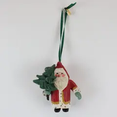 1994 House of Hatten Santa Holding Christmas Tree Ornament Red