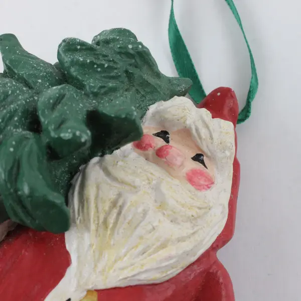 1994 House of Hatten Santa Holding Christmas Tree Ornament Red