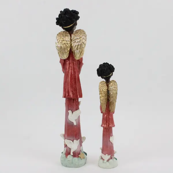 Ganz Set of 2 African American Choir Angel Figurines Red Robes Decor