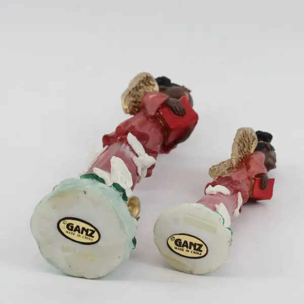 Ganz Set of 2 African American Choir Angel Figurines Red Robes Decor